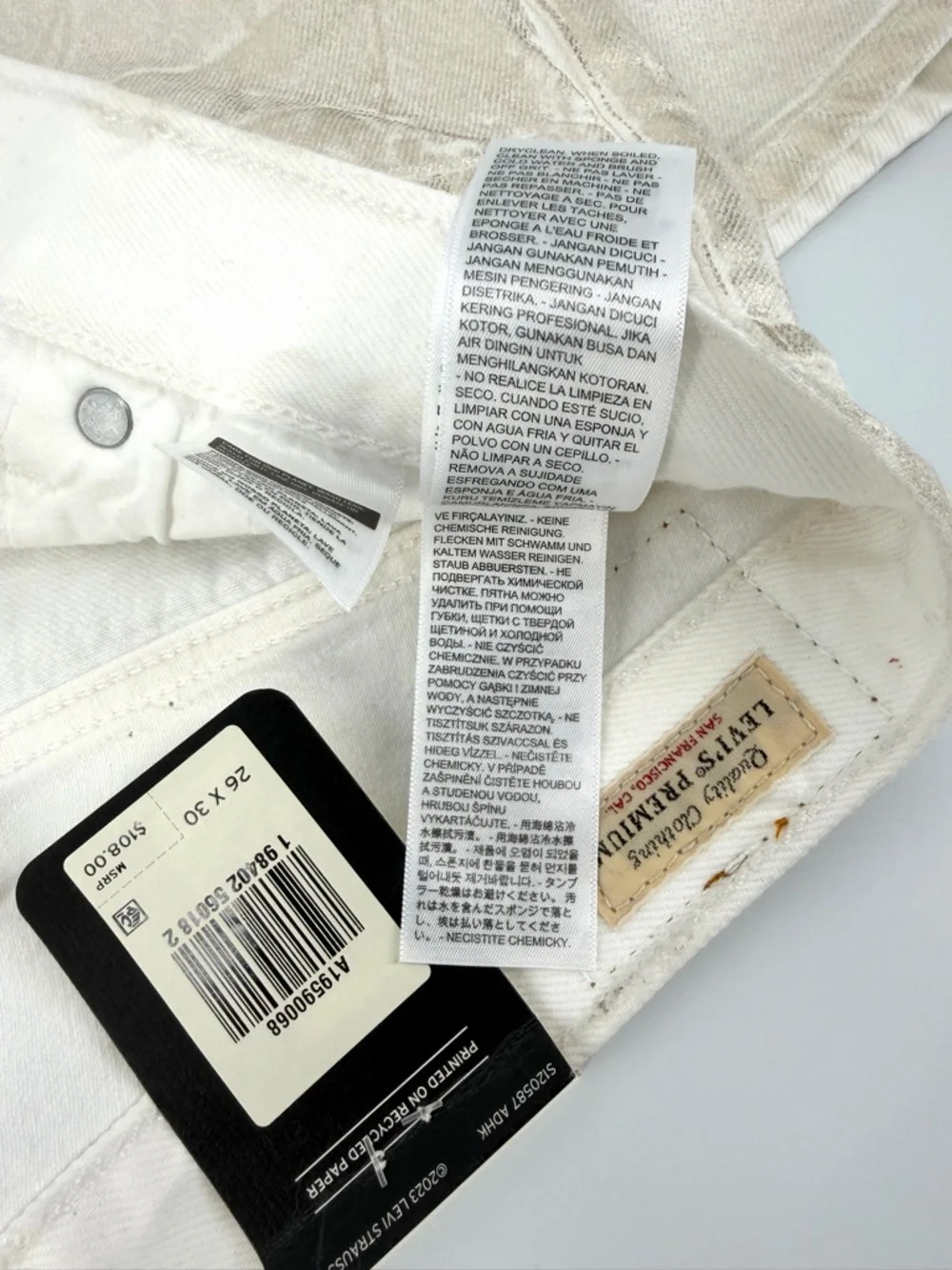 Levi's 501 90s Straight Leg Jeans in Metallic Off-White - Picture 11 of 15